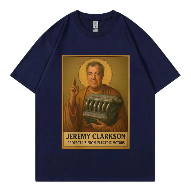Jeremy Clarkson Protect Us From Electric Motors T-shirt Top Gear Funny Meme Graphic T Shirt Unisex Casual Fashion Loose T-shirts