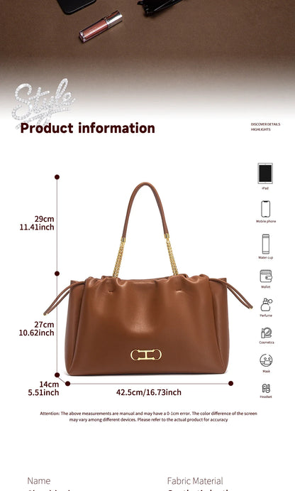 Fashion Classic Luxury Design Women's New Shoulder Bag Commuter Large Capacity Drawstring Design Bag