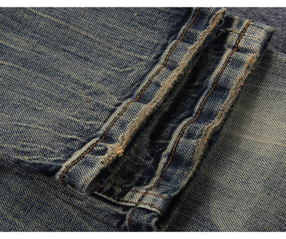 Newly Vintage Fashion Men Jeans Retro Washed Elastic Slim Fit Ripped Jeans Men Italian Style Designer Casual Denim Pants Hombre