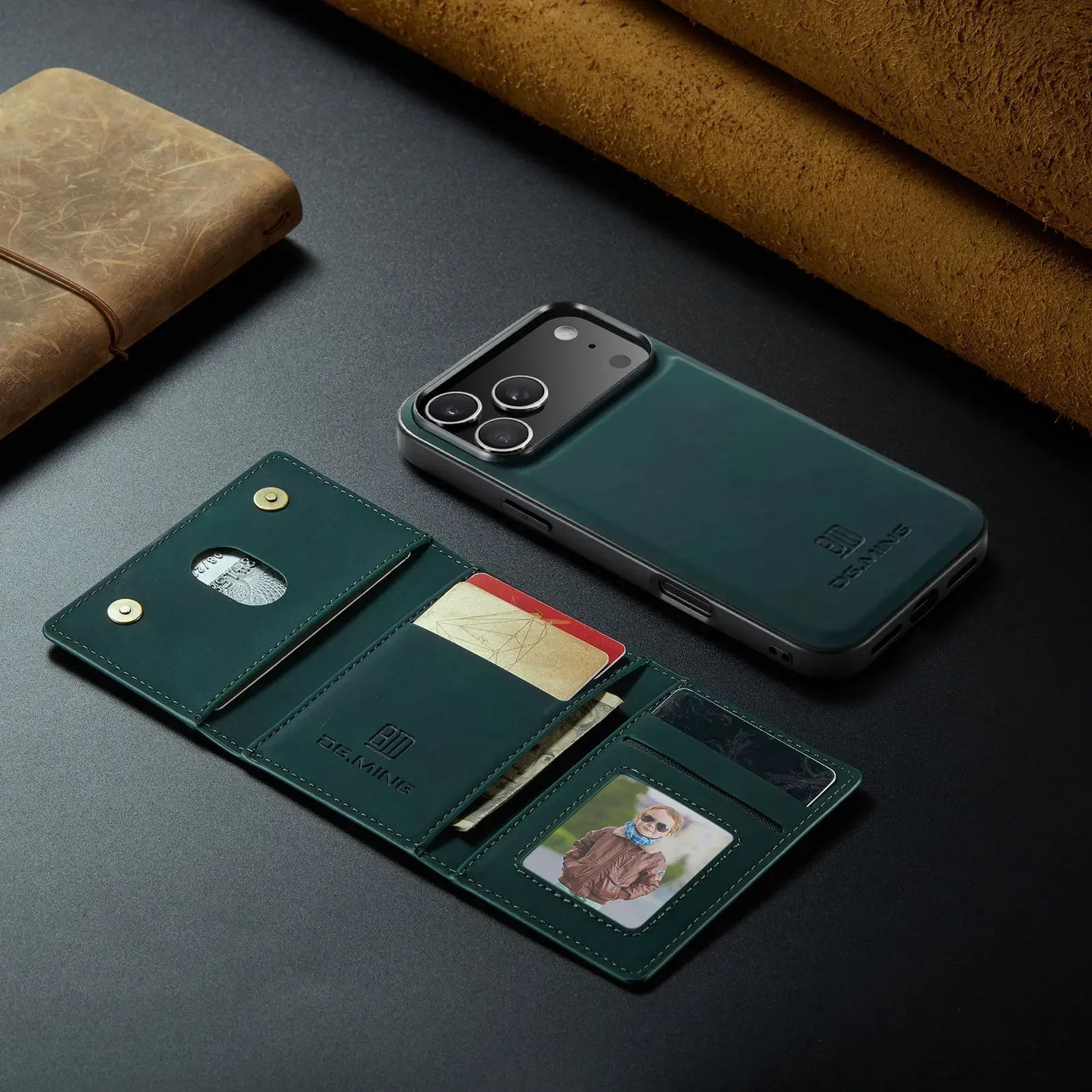 Luxury Leather Phone Case for IPhone 17 Pro Max Air16E 16 14 15 Plus 13 12 11 Pro Max Magnetic Detachable Card Stand Wallet