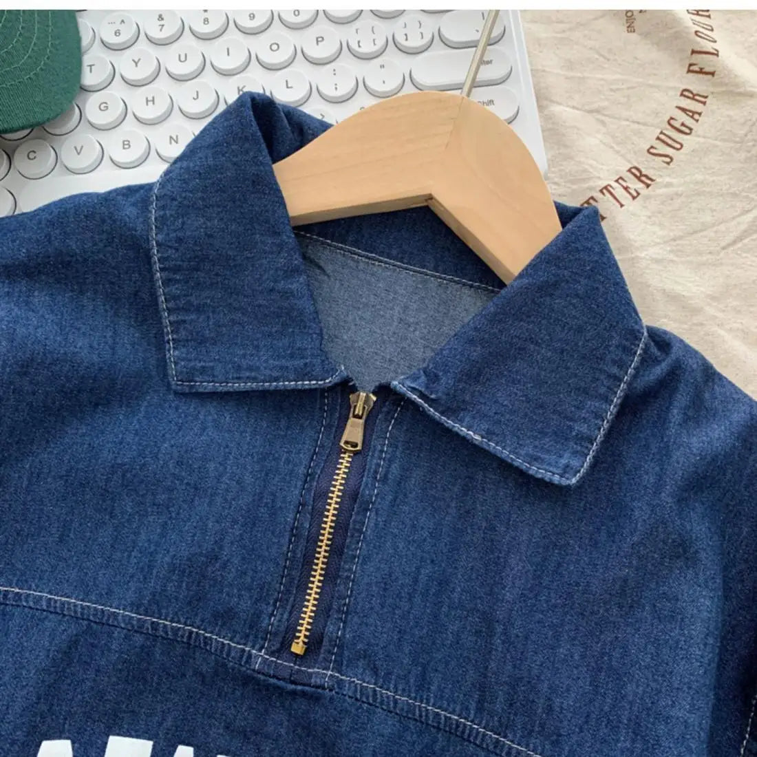 Boys Cotton Summer Suit 2026 New Baby Fashion Print Clothes Children Korean Handsome Short-sleeved Shirt + Denim Shorts 2pcs Set