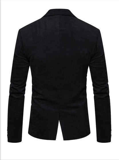 Men's Corduroy Blazer Jacket Medium Thick Business Suit Spring & Fall Season Fitted Design Woven Fabric Style
