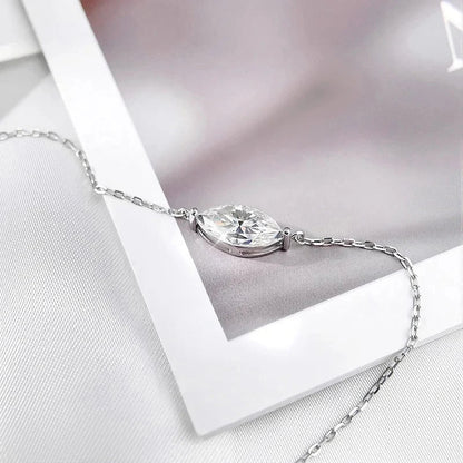 Marquise Cut 1-3CT Zircon or Moissanite Necklace for Women Gemstone Lab Diamond Pendant 925 Sterling Silver Plated 14K