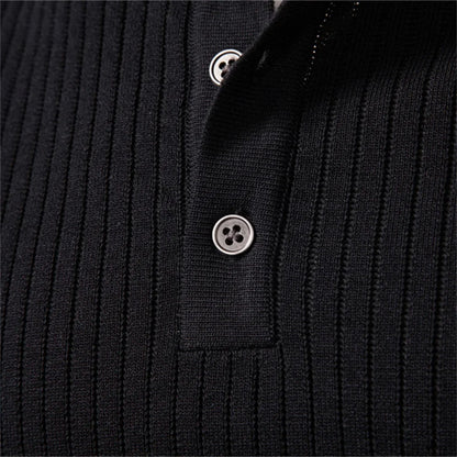 Men's Long Sleeve T-shirt Fall Winter Fashion Knit Slim Fit Polo Sweater Riibed Henry Collar Sweatershirt for Man