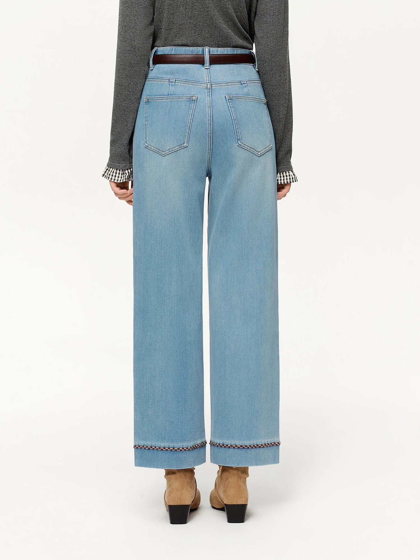 Double-length Jeans Women High-waisted Slim-fit Classic Straight Pants High Waist Elegant Office Lady Spring Trendy