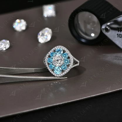 3.38CTW Round Cut Moissanite Rings for Women S925 Silver 18K Gold Plated Handmade Wedding Bride Fine Jewelry Gifts New