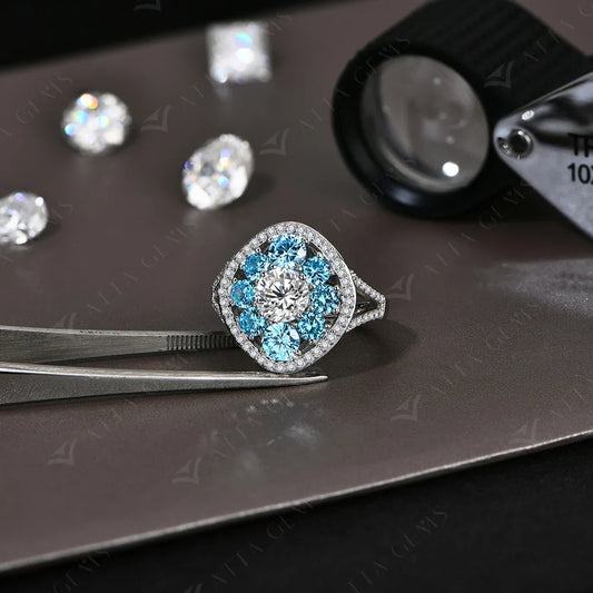 Bagues en moissanite taille ronde 3,38 CTW pour femmes, argent S925, plaqué or 18 carats, fabrication artisanale, pour mariage, mariée, bijoux fins, cadeaux, nouveauté