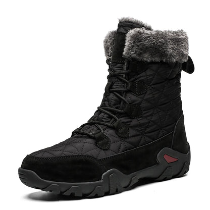 New Winter Men Snow Boots Fur Plush Warm Men Ankle Boots Plus Size Waterproof Men Boots Outdoor Non-Slip Hiking Boots Work Shoes