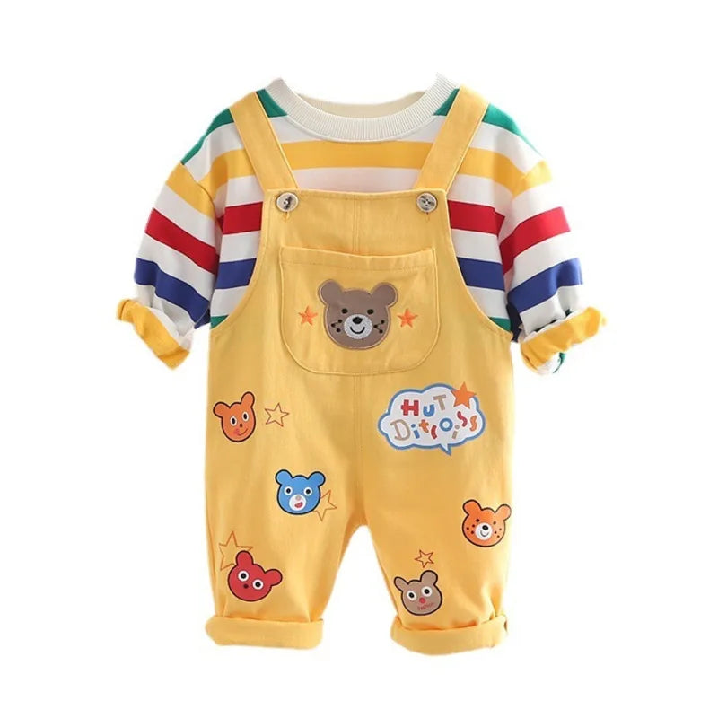 New Spring Autumn Baby Boys Clothes Suit Children Girls Fashion T-Shirt Overalls 2Pcs/Set Toddler Casual Costume Kids Tracksuits