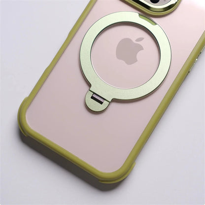360° Magnetic Rotatable Holder Shockproof Case For iPhone 17 16 Pro Max 15 14 13 Transparent For MagSafe Wireless Charge Cover