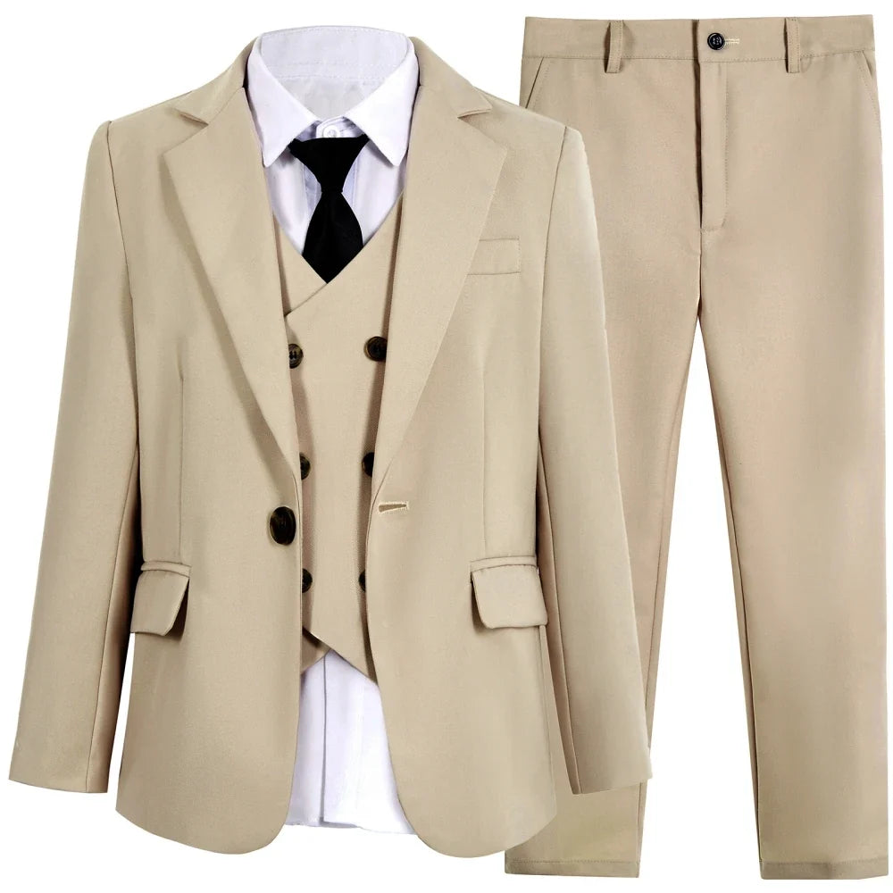Multi-colors Boys Formal Suit Set 4 Pieces 3-14T Fast Delivery Kids Slim Fit Suits Wedding Ring Bearer Outfit Handsome Tuxedo