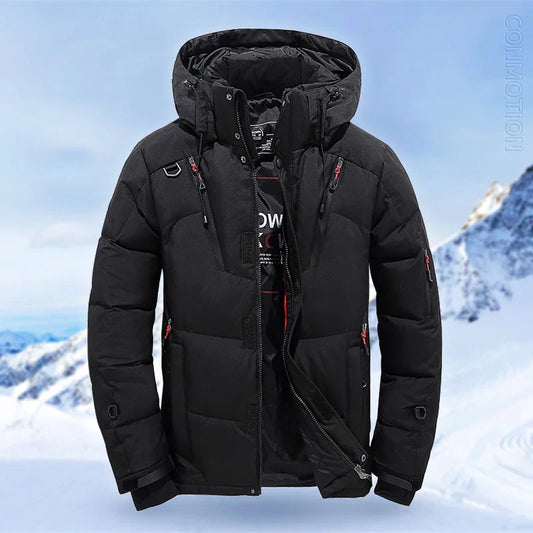Down Jacket Men White Duck Winter Coat Windproof Warm Parkas Travel Camping Overcoat New in Thicken Solid Color Hooded Clothing