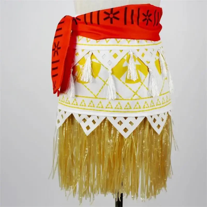 Kids Cosplay Vaiana Moana Princess Costume Dress Adult Necklace Wig Girl Halloween Party Moana Dress Costume Cosplay