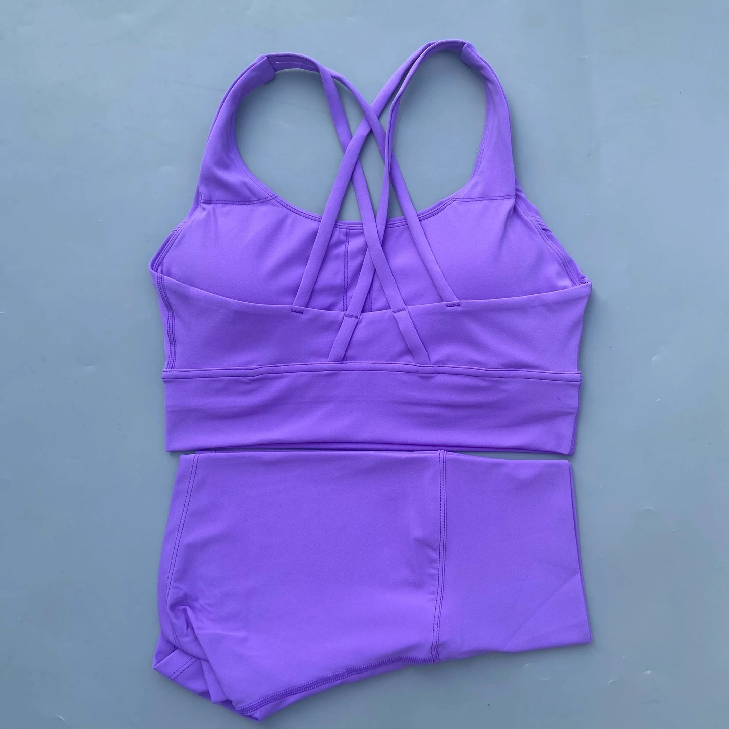 Solid Color gym bike Yoga Set short Legging +cross sport bra Tracksuit  Athletic Women Gym Suit Comprehensive Training Jogging
