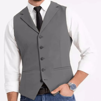 Men Vest White Double Button With Pocket Solid Waistcoat For Wedding Banquet Business Work Office Casual Daily Men Suit Vest