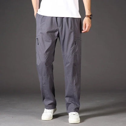 High Quality Men's Trousers Cargo Pants Zipper Pockets Elastic Waist with Banding Casual Sports Hiking Training Dungarees