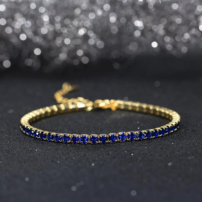 Fashion 3mm Bezel Setting Colorful 4A Cubic Zirconia Tennis 925 Sterling Silver Adjustable Bracelet for Women SB192