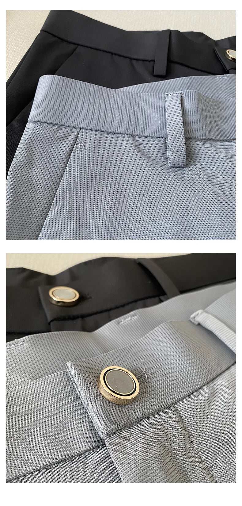 Summer New Light Thin Ice Silk Solid Color Casual Trousers High Quality Fashion Slim Fit Business Social Office Suit Pants