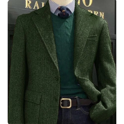Elegant Mens Suit Jacket Herringbone Single Breasted Business Suit Blazer Casual Jacket Tailleur Fashion Slim Fit Comfortable