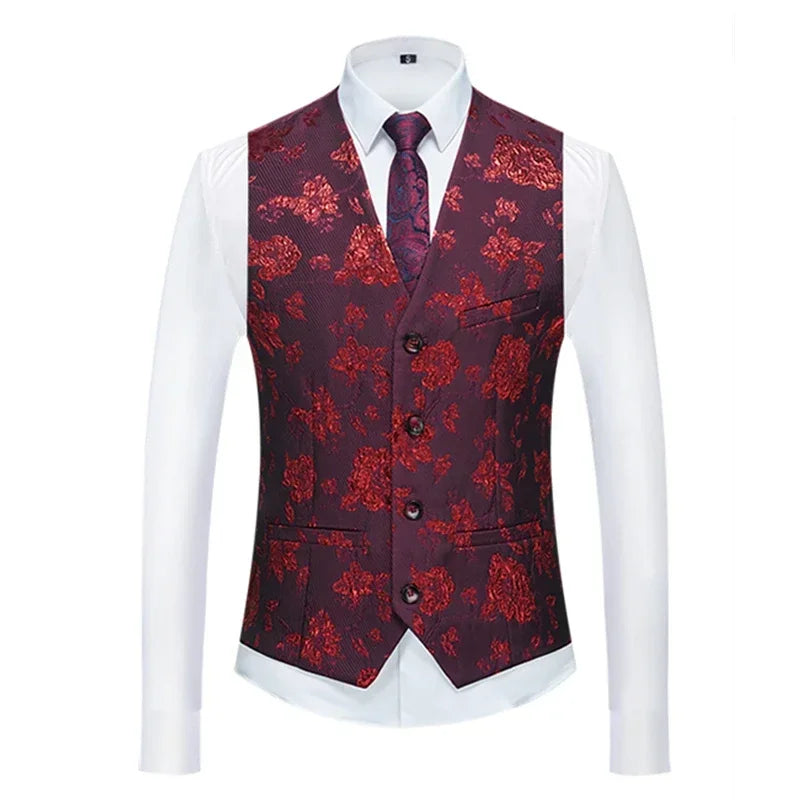 26 Colors Men's Suit Vest Single-breasted V-neck Vests Jacket Men Wedding Party Waistcoat Red Blue Green White Pink
