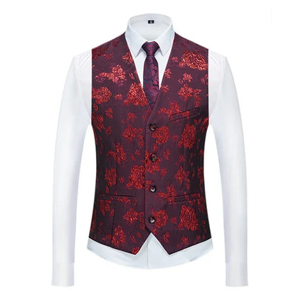 26 Colors Men's Suit Vest Single-breasted V-neck Vests Jacket Men Wedding Party Waistcoat Red Blue Green White Pink