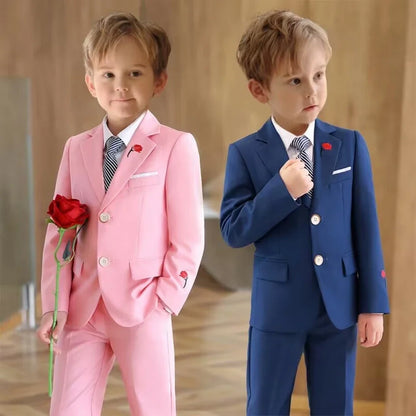 2-14 Yrs Toddler Suit Set with Rose Embroidery 3-Piece Formal Conmmunion Tuxedo Jacket Pants Tie Fast Delivery DTLumika