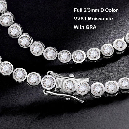 GRA Certified D Color 2-3mm Full Moissanite Tennis Bracelet For Women S925 Silver Plated 18K Bubble Diamond Link Bracelets