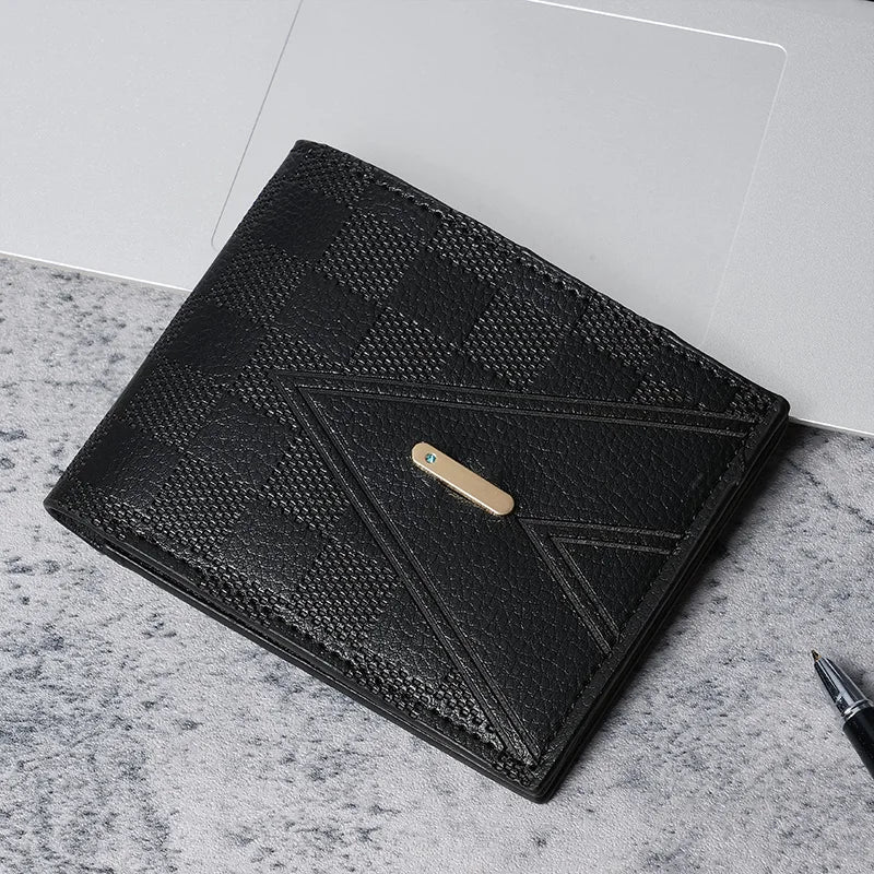 New men's wallets men's short wallet youth fashion rhombic multi-card large capacity coin purse soft wallet