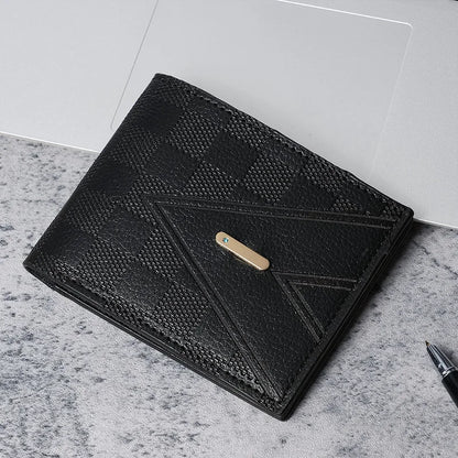 New men's wallets men's short wallet youth fashion rhombic multi-card large capacity coin purse soft wallet