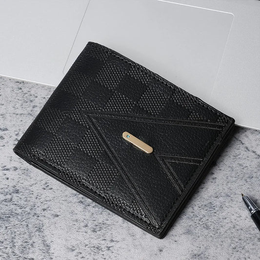 Nouveaux portefeuilles pour hommes porte-monnaie court pour hommes mode jeune losangique multi-cartes grande capacité porte-monnaie souple