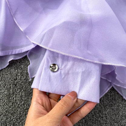 Autumn Blouse for Women Fashion O-neck Long Puff Sleeve Flounced Edge Shirts French Chic Versatile Female Tops Dropshipping