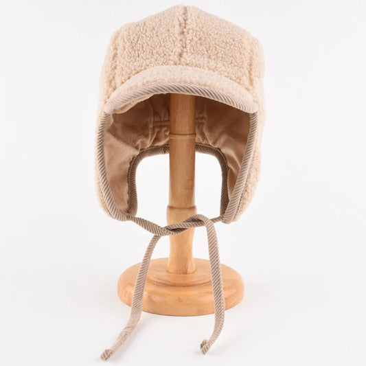 Russian Hat High Quality Lamb Fleece Winter Hat Men Women Thick Warm Ski Earflap Cap Male Female Black Beige Bomber Hats