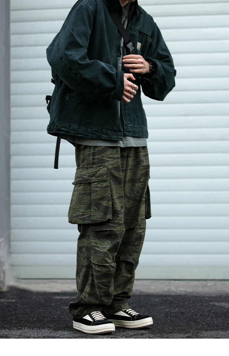High Quality American Retro Ast Craft Camouflage Cargo Pants For Men Clothing Outdoors Tactical Pants Casual Baggy Trousers Male