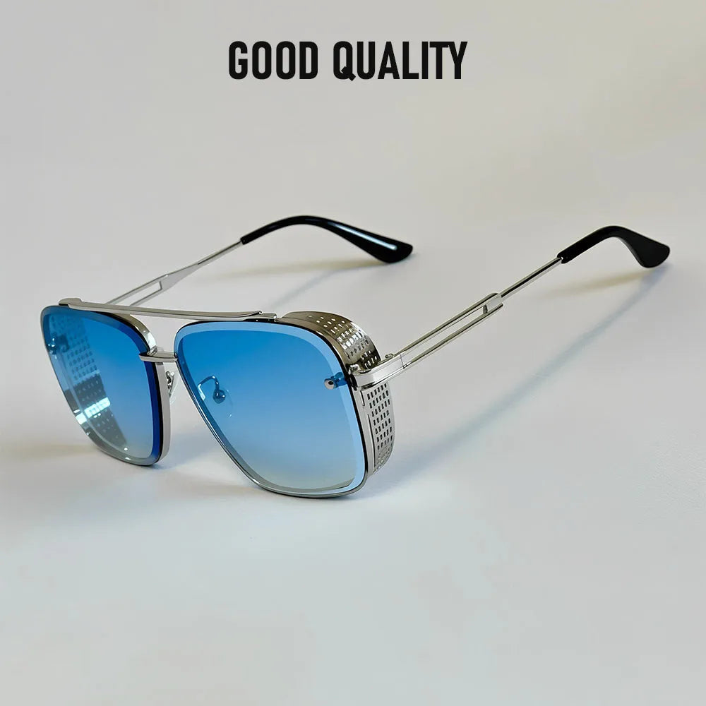 Metal Punk Sunglasses For Men Vintage Square Fashion Glasses 2024 Vacation Sunglasses Women Trendy Gafas De Sol Hombre Zonnebril