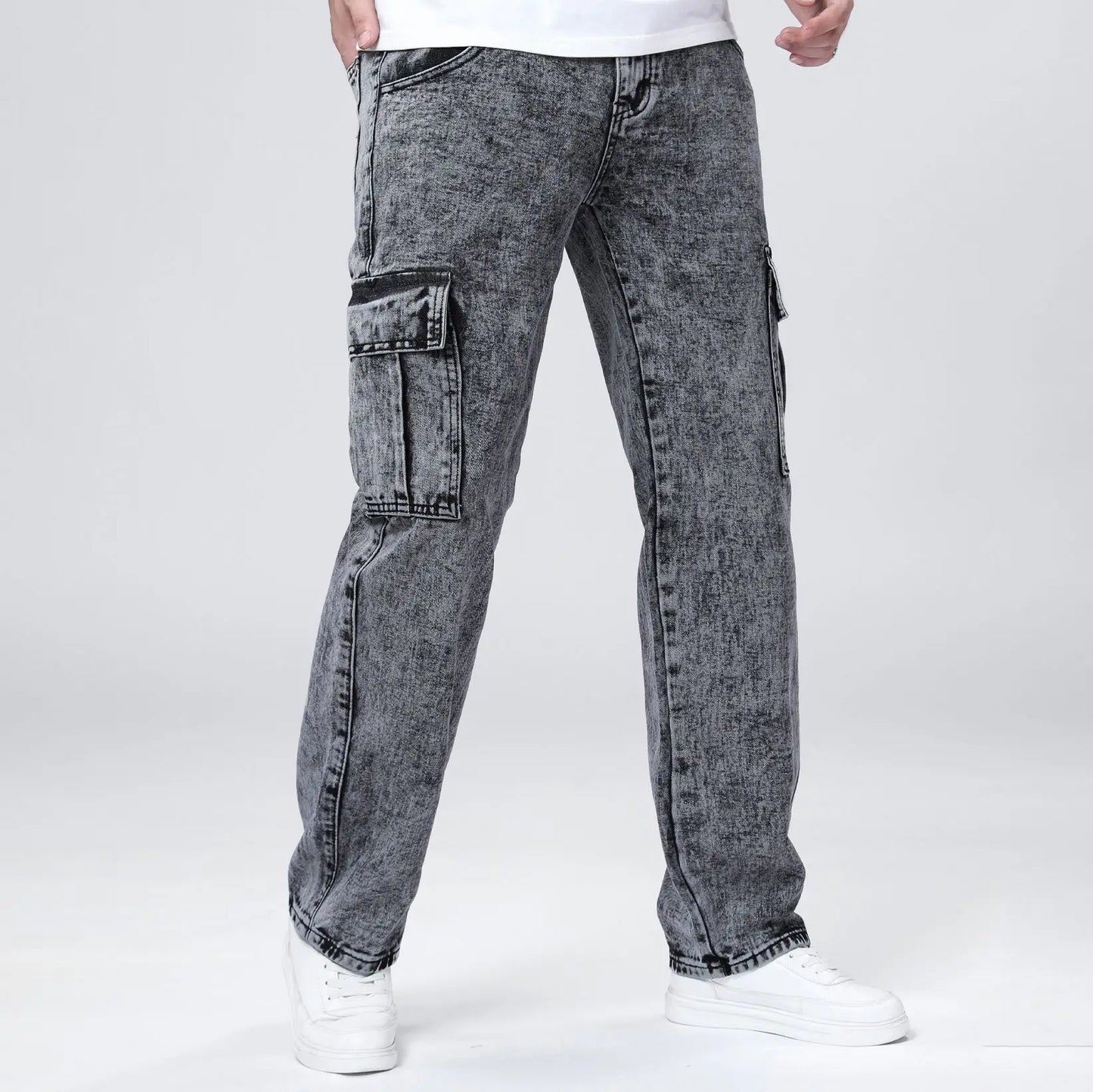 Men's Loose Straight Leg Jeans American Fashion Brand Casual Workwear Comfortable Fit Classic Style