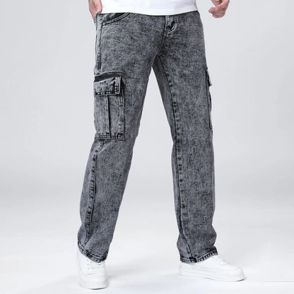 Men's Loose Straight Leg Jeans American Fashion Brand Casual Workwear Comfortable Fit Classic Style