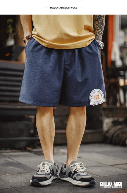 Men's Lyocell Linen Look Shorts Straight Leg Elastic Waist Lightweight Breathable Old Money Casual Summer Male Pants