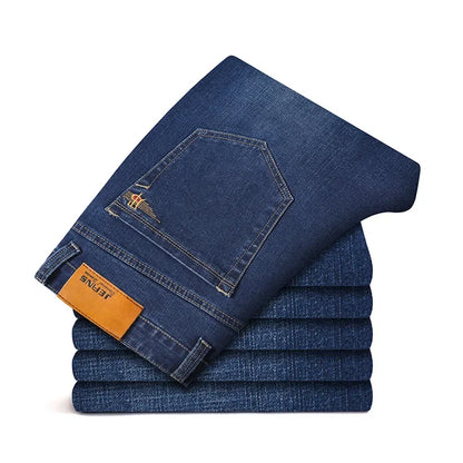 Plus Size 28-46 Spring Autumn Classic Business Trousers Male Brand Men's Fashion Casual Jeans Straight Elasticity Denim Pants