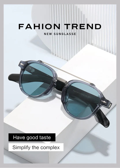 New High-end Flat Top Double Bridges Men Polarized Sunglasses Acetate Square Suneyeglass Women Fashion Retro Gifts Eyewear UV400
