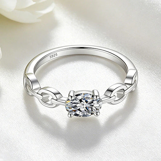 0.5CT Oval Cut Moissanite Rings for Women D VVS1 Lab Diamond Wedding Band Plated 18K 100% S925 Sterling Silver Jewelry