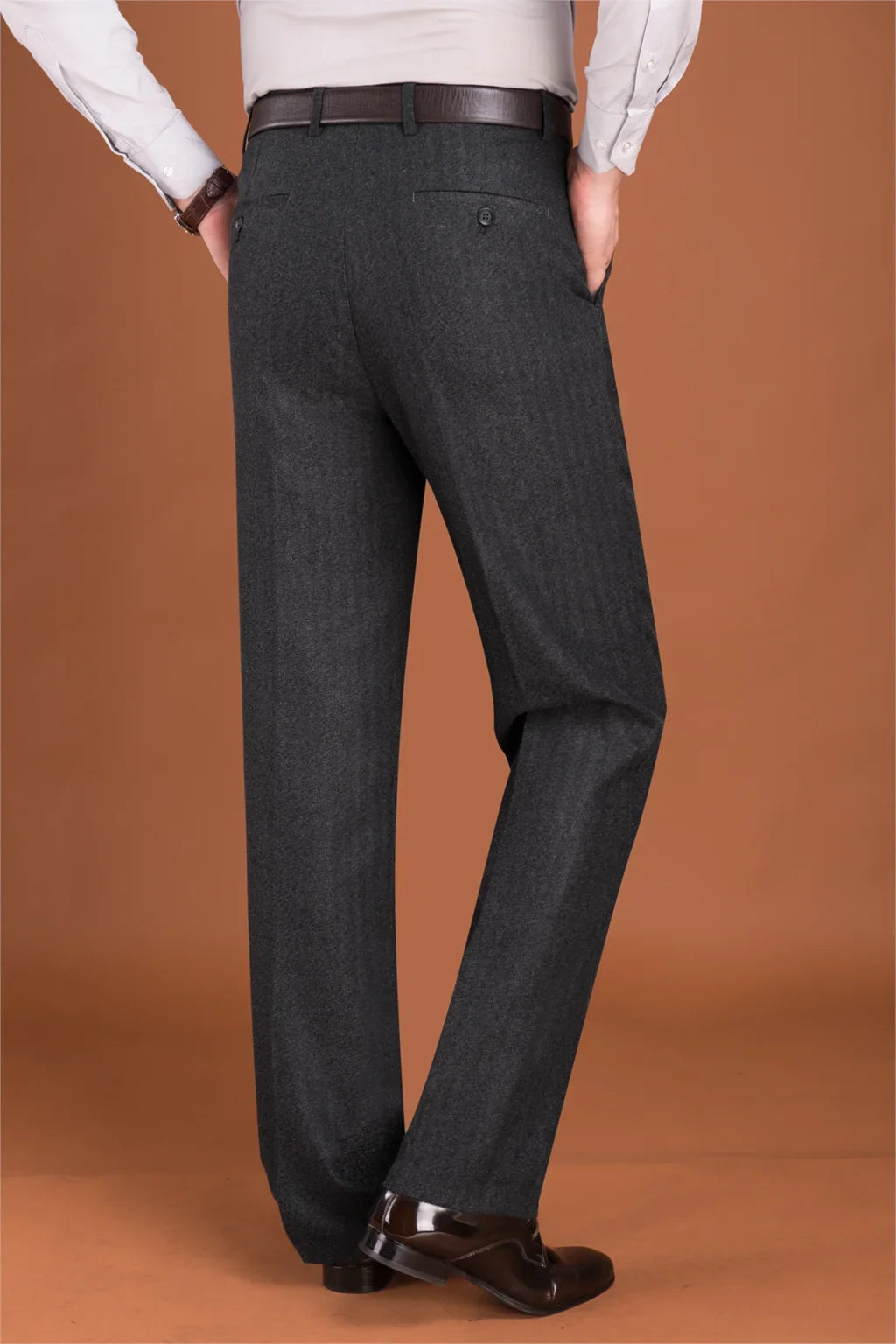 Hight Waist Wool Trousers Cashmere Suit Pant For Men Loose Striped  Classic Straight Formal Mens Dress Pants Business Size 42 44
