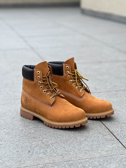 Men Fashion Outdoor Shoes Genuine Leather Yellow Boots 2025 Male Casual Waterproof Boots