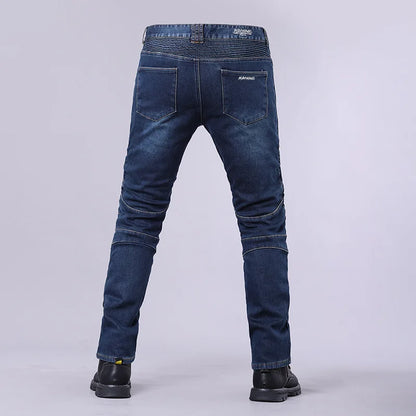 Men's Winter Biker Jeans Motocycle Denim Pants Male Stretch Original Long Trousers Off-road Protection Pants Plus Size 5XL
