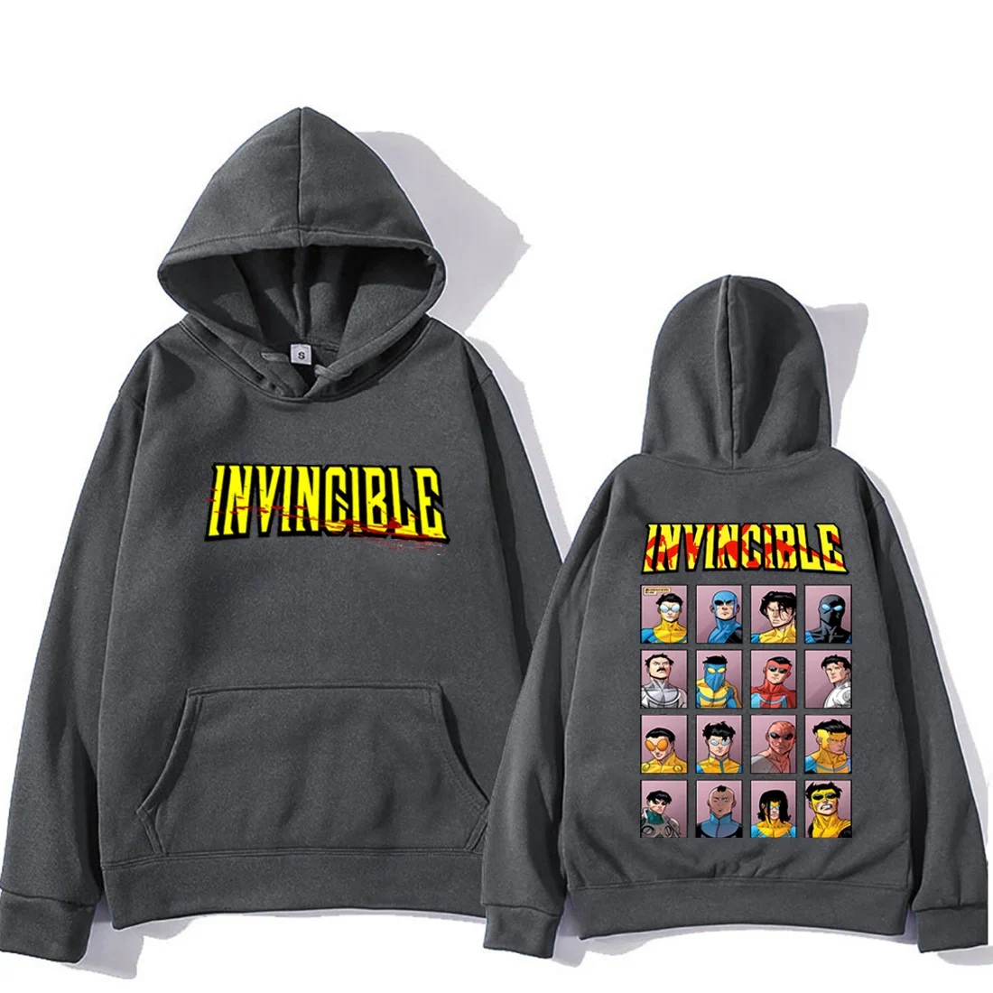 Invincible Mark Superhero Double Sided Printed hoodie Men Women's harajuku clothing Fleece Long Sleeve Anime hip hop streetwear