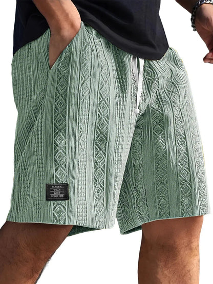 Men's Jacquard Casual Shorts Summer Harajuku Solid Sweatpants Fashion Men Short Pants Retro Men Clothes Roupas Streetwear New