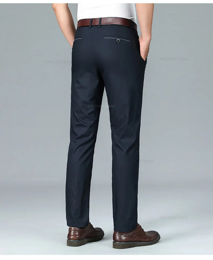 Bamboo Fiber Summer Casual Pants Men's Ultra-thin Iron-free Anti-wrinkle Loose Business Straight Elastic Trousers Brand Clothing