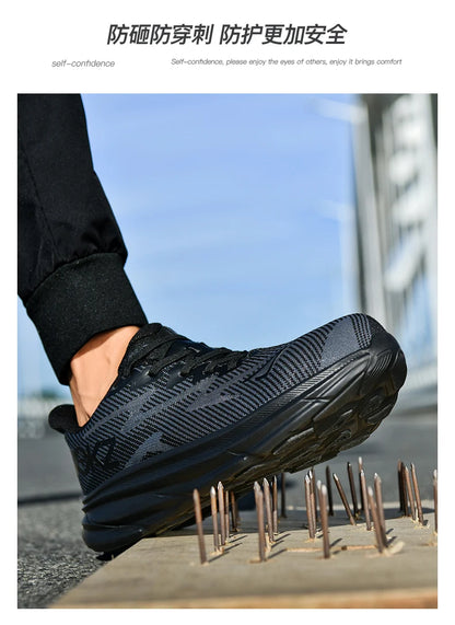 NEW Lightweight Safety Shoes Men Steel Toe Sneakers Anti-puncture Proof Breathable Work Safety Boots Man Comfortable Work Shoes