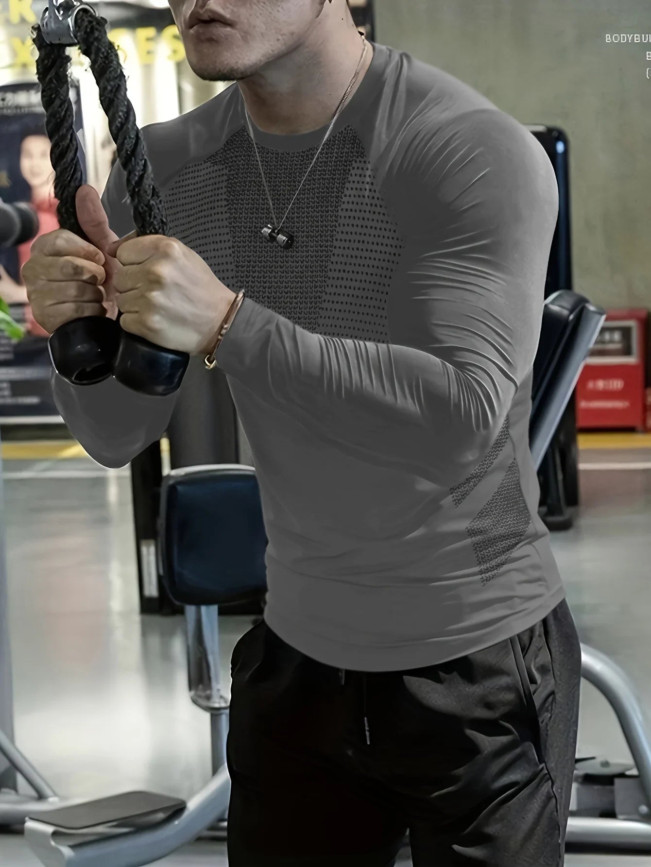 Men's Athletic Quick-Dry Long Sleeve Tee - High-Stretch, Durable & Versatile Sportswear for Training and Casual Wear
