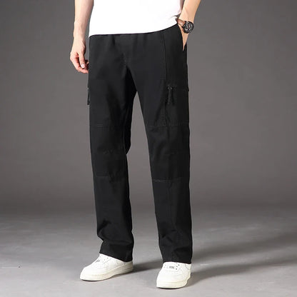 High Quality Men's Trousers Cargo Pants Zipper Pockets Elastic Waist with Banding Casual Sports Hiking Training Dungarees