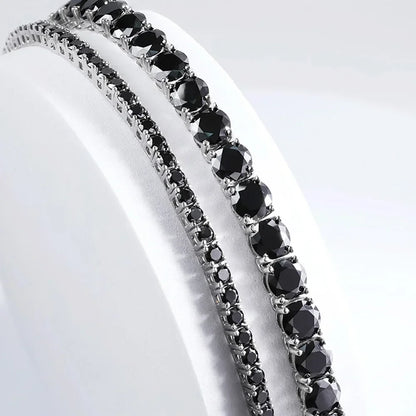 3/4/5/6.5mm Black Moissanite Tennis Necklaces with Certificates 925 Sterling Silver Lab Diamond Hiphop Neck Chain For Women Men